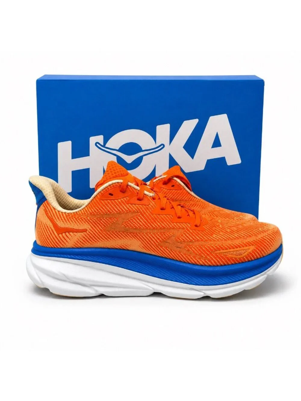 Clifton 9 Cushioned Neutral Running Shoes Mens 12 D Vibrant Orange Impala